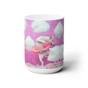 Bull Terrier Coffee Mug 15oz Original! Abstract Ballet Pink Cotton Candy NEW! - Picture 1 of 5