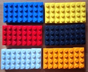 Lego Stein Brick Bayer Teststein ABCD 2x4 blau rot weiß gelb schwarz orange 70er - Zdjęcie 1 z 3