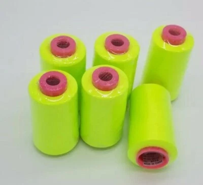 Lot of 6 Big Spools Neon Lime Color Serger Sewing Thread 6000 YARDS/Cone T27 S/2 - Image 1 of 4