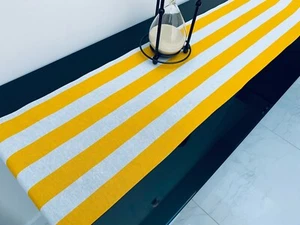 Mesa corredora de teflón a rayas amarilla blanca para eventos de boda 12" de ancho cualquier longitud - Imagen 1 de 2