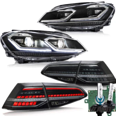 For 2018-2021 VW Golf 7.5 MK 7.5 LED Headlights +Smoked Rear Lights +VLAND Bulbs - Image 1 of 4