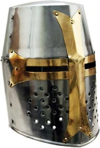 Medieval Knight Brass Crusader Helmet halloween costumes - Picture 1 of 3