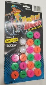 New 1992 NIP Vintage Bicycle Spoke 20 Clips. Glow DARK Toy 90s Kid Wheels Gordy
