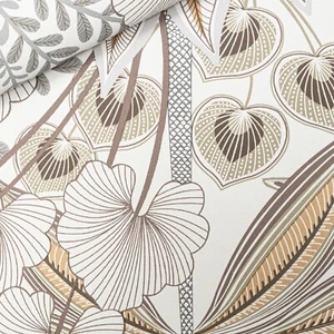 Floral Leaf Wallpaper Mocha Brown Slightly Imperfect Vinyl Thick Paste the Wall - Picture 1 of 10