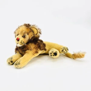Vintage Steiff Mohair Löwe Plüsch liegend - Stroh Stofftier - ohne Knopf oder Etikett - 12 Zoll - Bild 1 von 11