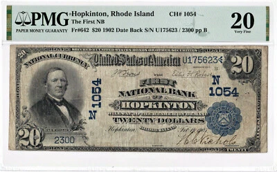$20 1902 DB National HOPKINTON Rhode Island RI "Mega Rare" ((Only 6 on Census)) - Image 1 of 2