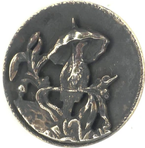 C1890s Antique Eingetr Muster Anthropomorphic Bird Story Picture Button Mr Rook - Picture 1 of 4