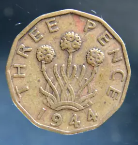 Great Britain,3 Three Pence 1944 nickel-bronze coin - Picture 1 of 2