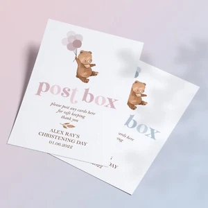 Christening / Baptism / Baby Shower Post Box Cards Sign in Pink or Blue (BE10) - Picture 1 of 3