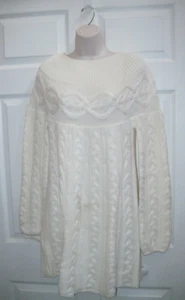 MODA INTERNATIONAL Women’s White Sweater Dress Long Sleeves Large New - Picture 1 of 11
