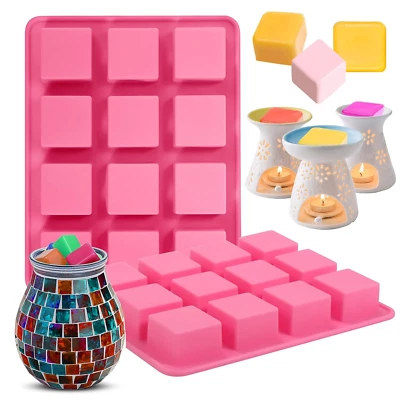 Mity Rain Silicone Wax Melts Mold, 2Pcs 12-Cavities Square Baking Molds Set for  - Image 1 of 4