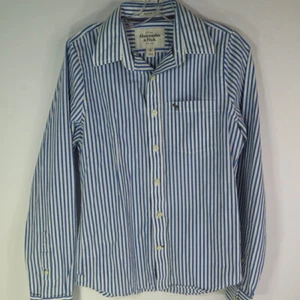 Abercrombie & Fitch Muscle Men's Blue White Striped L/S Button Shirt SZ S - Picture 1 of 5