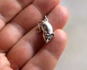 Ciondolo piccolo ciondolo in argento sterling topo - ciondoli per topi animali regalo per lei - Foto 1 di 12