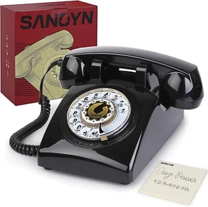 Retro Rotary Landline 1960s Vintage Telephone Old Fashioned Corded Phones wit... - Picture 1 of 7