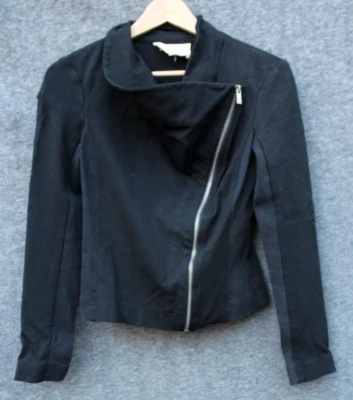 Chaqueta de moto Two by Vince Camuto para mujer con cremallera en ángulo negra tejida talla XS Foto 1 de 4