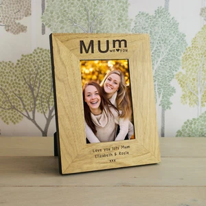 Marco de fotos de madera Mum We/I Love You 6x4 o 7x5 - Regalo personalizado para el día de la madre - Imagen 1 de 4