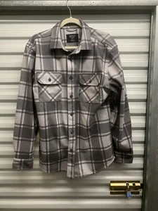 BYLT Premium Basics Coastal Over Camicia Uomo Grigio Plaid Shacket Large - Foto 1 di 9