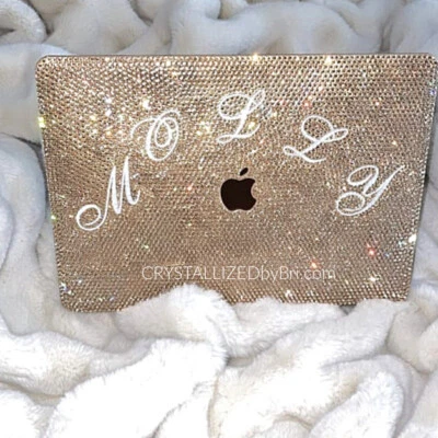 Bling 13" MacBook Case AUSTRIAN CRYSTAL Custom Laptop Air Pro Mac Bedazzled Name - Image 1 of 4