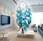 New Blue Large Dream Catcher Wall Hanging Decoration Ornament Handmade Feathers