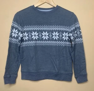 Old Navy Boy's Size Medium Sweater Tight Knit Crew Neck Gray White Long Sleeve - Picture 1 of 14