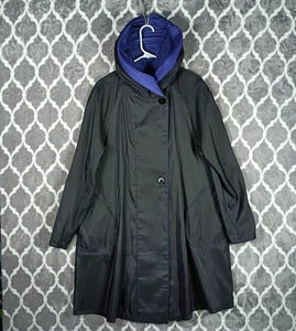Mycra Pac Reversible Coat Womens Large Hooded Swing Travel Made in USA - Picture 1 of 15
