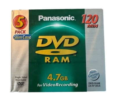 Panasonic DVD-RAM 5pk 4,7 GB 120 min Estuche delgado Grabación de video LM-AF120U5 Foto 1 de 4
