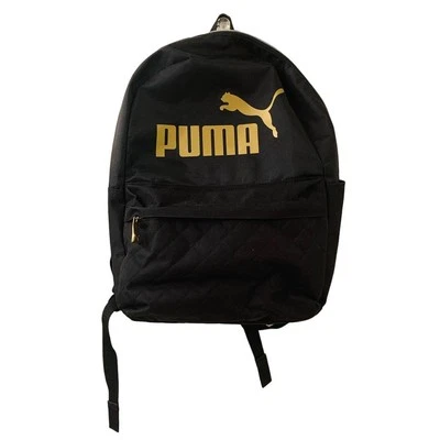 PUMA Black and Gold Logo Backpack Mesh Back Adjustable Straps - Image 1 of 4