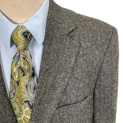 Blazer Barrington Para Hombres 42S Gris Negro Espiga Tweed Abrigo Deportivo Chaqueta Lana Foto 1 de 4