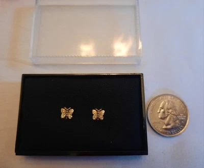 BLACK HILLS GOLD TINY BUTTERFLY EARRINGS JEWELRY 10K - Image 1 of 4