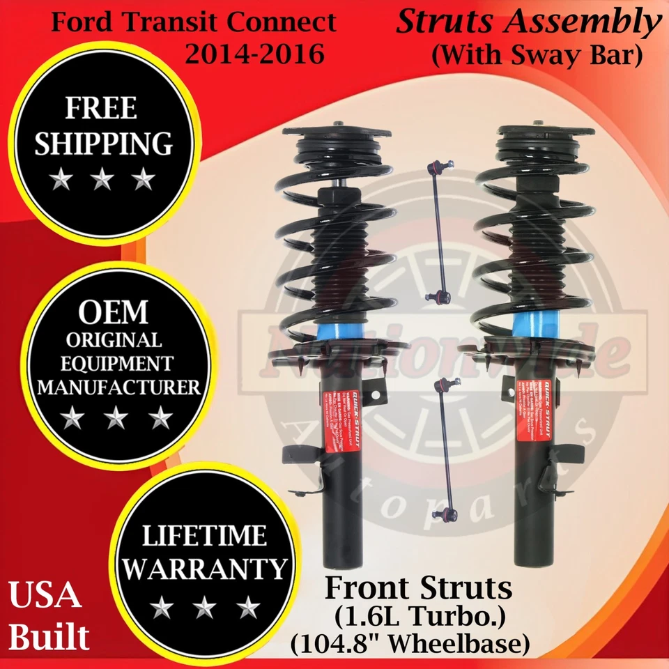 Monroe OEM Front Struts W/ Sway Bar For 2014-2016 Ford Transit Connect - Изображение 1 из 4