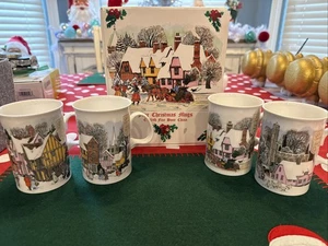 4 Dunoon Christmas Past Sue Scullard Coco Coffee Cups English Village Scotland - Picture 1 of 7