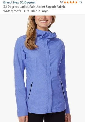 32 DEGREES Cool Womens Performance Rain Jacket Blue/purple XL - Image 1 of 4