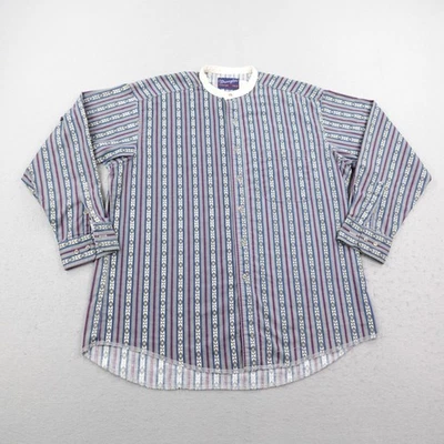 Camisa Wrangler De Colección Para Hombres XL Gris Azul Suroeste Azteca Oeste Banda Cuello Foto 1 de 4