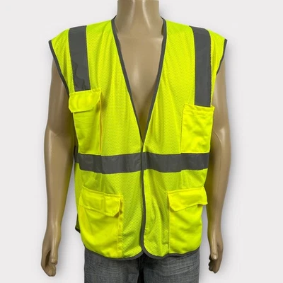 Condor Size LARGE XL High Vis Bright Yellow Safety Vest Type R Class 2 Not FR  - Image 1 of 4