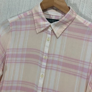 Lauren Ralph Lauren Pink Plaid Long Sleeve Button Down Shirt Top Womens - Picture 1 of 6