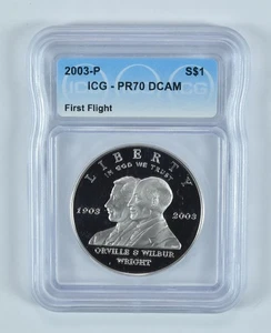 2003-P First Flight Commemorative Silver Dollar PR70 DCAM ICG *8532 - Picture 1 of 5