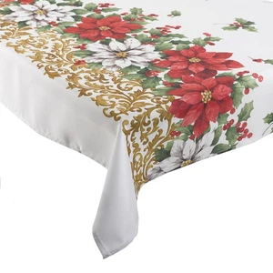 Mantel de Navidad Floral de Pascua Poliéster Navidad Mesa de Comedor Cubierta de Lino - Imagen 1 de 4