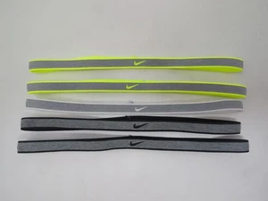 Nike Damen Haarbänder 5er Pack Bedrucktes Logo Sport Dehnbar Silikon Schwarz/Weiß - Bild 1 von 3
