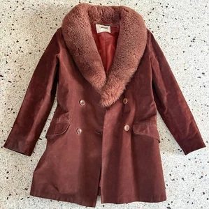 Vintage Damen Kunstfell Wildleder Mantel Jacke Boho Rost Made in USA Avanti Größe 12 - Bild 1 von 11