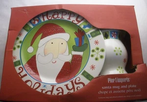 Pier 1 Christmas Holiday: Santa Plate and Mug: NIB: NR - Picture 1 of 5
