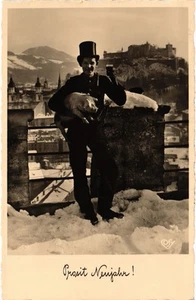 PC CHIMNEY SWEEPER AUSTRIA SALZBURG REAL PHOTO POSTCARD (a73771) - Picture 1 of 2