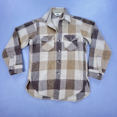 Woolrich Wool Shirt Jacket Mens Large Brown Tan Plaid Outdoor Western - Image 1 of 4