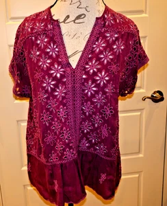 Johnny Was - Purple Eyelet top - Size M - Picture 1 of 6