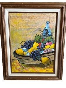 Natura morta con frutta - acrilico e collage, di Eldora Moses - Foto 1 di 3