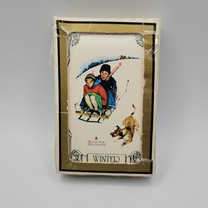 VTG Norman Rockwell Art 'Winter' Trump Bridge Playing Cards, USA, Jokers