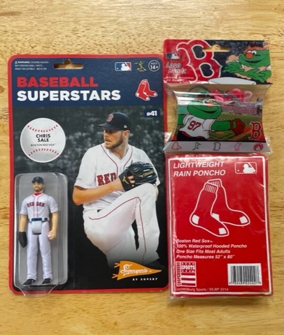 NEW MLB Boston Red Sox GIFT LOT Rain Poncho, Logo BANZ+CHRIS SALE #41 Figure Cover