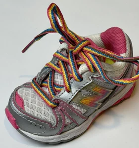 New Balance 689 Shoes Flex Pink White Silver KJ689SRI Infant Baby Girl Sz 2 - Picture 1 of 7