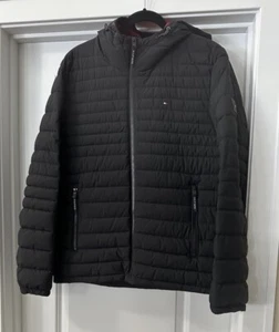 TOMMY HILFIGER BLACK QUILTED JACKET W/HOOD MEN’S SZ M NEW!! ($225.00) - Picture 1 of 12
