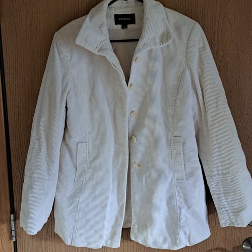 OFF WHITE Giacca Vintage Express Off Bianca Velluto a coste Lunghezza Media Sm med