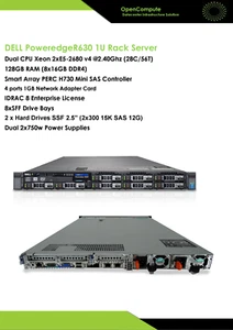 Server Dell PowerEdge R630 2xE5-2680 V4 @2.4Ghz 14C/28T/128Go RAM/2x300Go - Photo 1/6